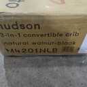 Babyletto Hudson 3-in-1 Convertible Crib with Toddler Bed Conversion Kit in Natural Walnut/Black, Greenguard Gold Certified