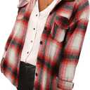 Shacket Jacket Women Flannel Shirt Long Sleeve Casual Plaid Regular Fit Button Down Top Red, Small