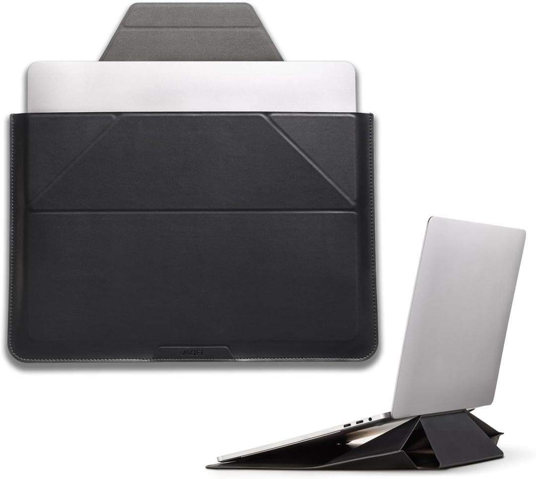 MOFT Laptop Sleeve Bag for MacBook Computer Expandable Storage, Two Adjustable Angles Laptop Stands, Ultra-Slim Stylish Pieces Laptop Case Sleeves, Night Black,13"-14"