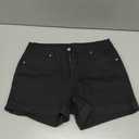 Romastory Women's High Waisted Summer Elastic Jean Shorts Folded Hem Hot Denim Shorts for Women (Large, Black)