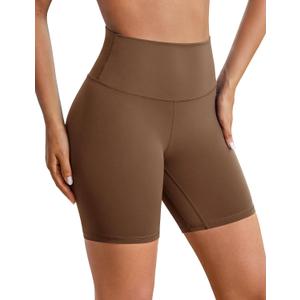BAYDI Clouduxi Biker Shorts for Women 6" High Waisted Workout Gym Running Shorts Womens Buttery Soft Yoga Pants (Brown, S)
