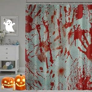 COSEVIER Halloween Shower Curtains for Bathroom, Bloody Hands for Scary Halloween Blood Theme Bathroom Decoration, Horror Red Home Waterproof Fabric Bath Curtain, 72x72 Inch