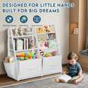 LOFTEY Kids Bookshelf and Toy Storage, Book Shelf for Kids Room, Toddler Montessori Bookshelf with 2 Drawers, Baby Book Shelf for Nursery, Toy Organizer, White
