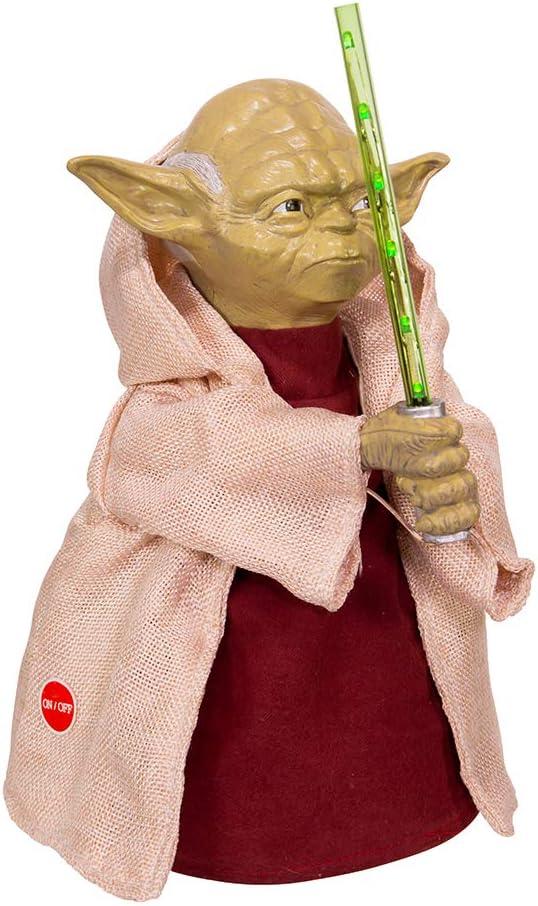 Kurt Adler Star Wars Yoda with LED Light Saber Treetop, 12"