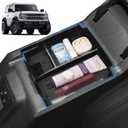 2026 Upgrade Center Console Organizer fit for 2025 2026 Ford Bronco 4 Door Bronco Center Console Storage with Rubber Mats for Ford Bronco 2025+ Storage Accessories|Not for 2 Dooor/Manual/Sport Model|