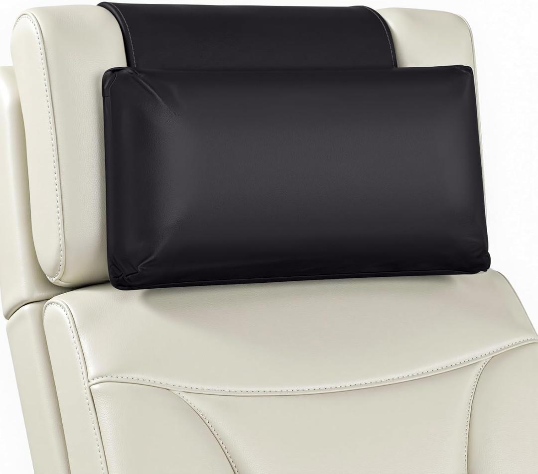 Leather Recliner Pillow, Adjustable Neck & Head Support Pillow, Pu Leather Non-Slip Headrest for Recliner Chair, Couch, Office Chair, Sofa (Black)