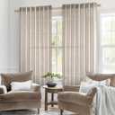MIULEE Natural Linen Curtains 63 Inch Length 2 Panels for Bedroom Living Room, Soft Linen Textured Window Drapes Semi Sheer Light Filtering Back Tab Rod Pocket Farmhouse Modern Burlap Look Decor