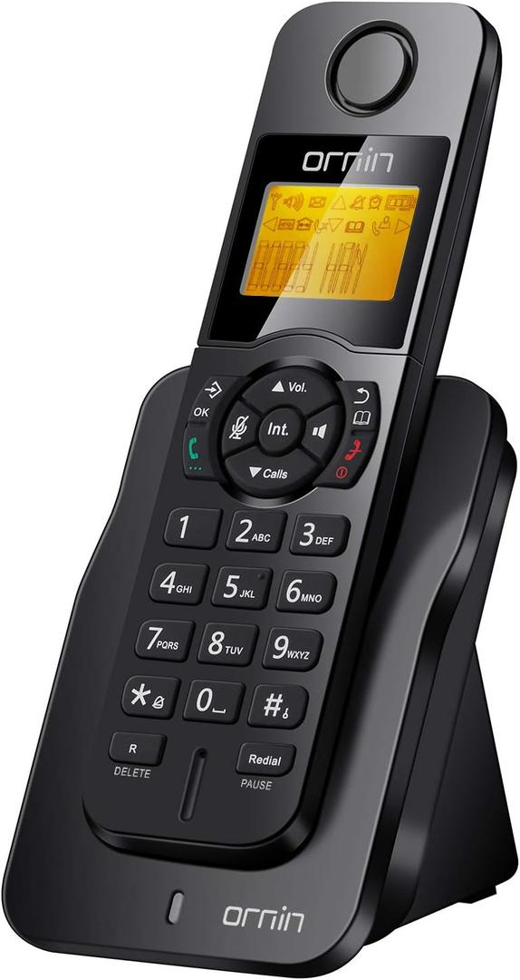 Ornin D1005 Cordless Phone for Home and Office, Caller ID, Speakerphone, Rubber Oil Injection(Single Pack, Black)