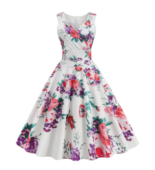 2023 Women's Summer Wrap Sleeveless Sundress Dress V-Neck Floral Summer Party Dress, M