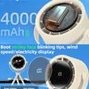 Stroller Fan Portable, Personal Fan for Travel, Digital display, Detachable 5 Speeds Rechargeable 360 Rotate Flexible Tripod Fan, For Home Office Stroller Camping - Rice White