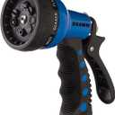 Dramm Revolver Heavy Duty Metal Garden Hose Nozzle  9 Spray Patterns, High Pressure Jet, Thumb-Control Flow, Ergonomic Grip  Blue (No Size (Single))