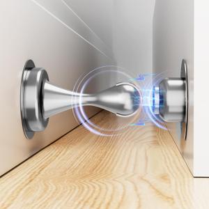 Door Stops Magnetic Door Stopper: Stainless Steel Door Stoppers for Bottom of Door| Magnetic Door Stop for Wall and Floor Mounting| No Drilling Door Catch Door Holder with 3D Adhesive Tapes (1 Pack, Silver)