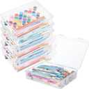 Qunclay 6 Pcs 9 x 8.7 x 2 inches Plastic Storage Box with Lid Multipurpose Craft Organizers Plastic Containers Clear Pencil Case Art Satchel Storage Case for Beads Ornaments Crafts Accessories