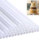 4 x YAOSHENG White Plastic Cake Dowel Rods for Tiered Cake Construction and Stacking Supporting Cake Round Dowels Straws with 0.47 Inch Diameter  (0.47 *9.45(5 PCS))