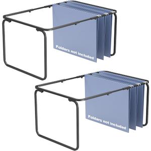 2 Set Hanging File Folder Frame,Legal/Letter Size,Adjustable Length 16-25 inches,12.598W 9.45" H, Hanging Folders Holder for Desktop Organizer and Metal Rail in Filing Cabinet Drawer