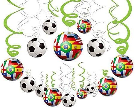 30CT Soccer Hanging Swirl for Soccer Party Supplies Theme Birthday Party Decorations