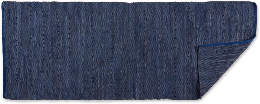 DII Chindi Home Collection Handwoven Multicolor Area Rag Rug, Runner, 2' 3" x6', French Blue