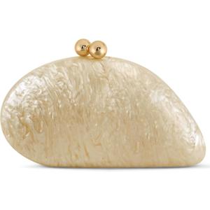 Acrylic Seashell Clutch Purse for Women, Elegant Marble Evening Bag with Gold-Tone Magnetic Clasp, Wedding Party Clutch Handbags, Apricot