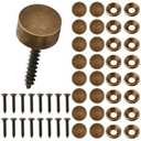 16 Pcs Pure Brass Decorative Screws with Caps, 12mm (1/2") Retro Mirror Decorative Caps Bronze Fixing Screw Covers for Furniture Fixing, Wall Hanging, Fasteners Hardware, 2pack