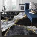 Modern Aesthetic Grey Black Gold Marble Abstract Area Rug 5x7 Non-Shedding Soft Rug for Livingroom Bedroom Diningroom Indoor Office Kitchen Floor Carpet (Z1)