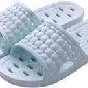 Generic Shower Shoes Quick Dry Non-Slip Bathroom Slippers Shower Sandals for Men Women Dorm Home Slides, Light Blue, 6.5-7 Women/5.5-6 Men