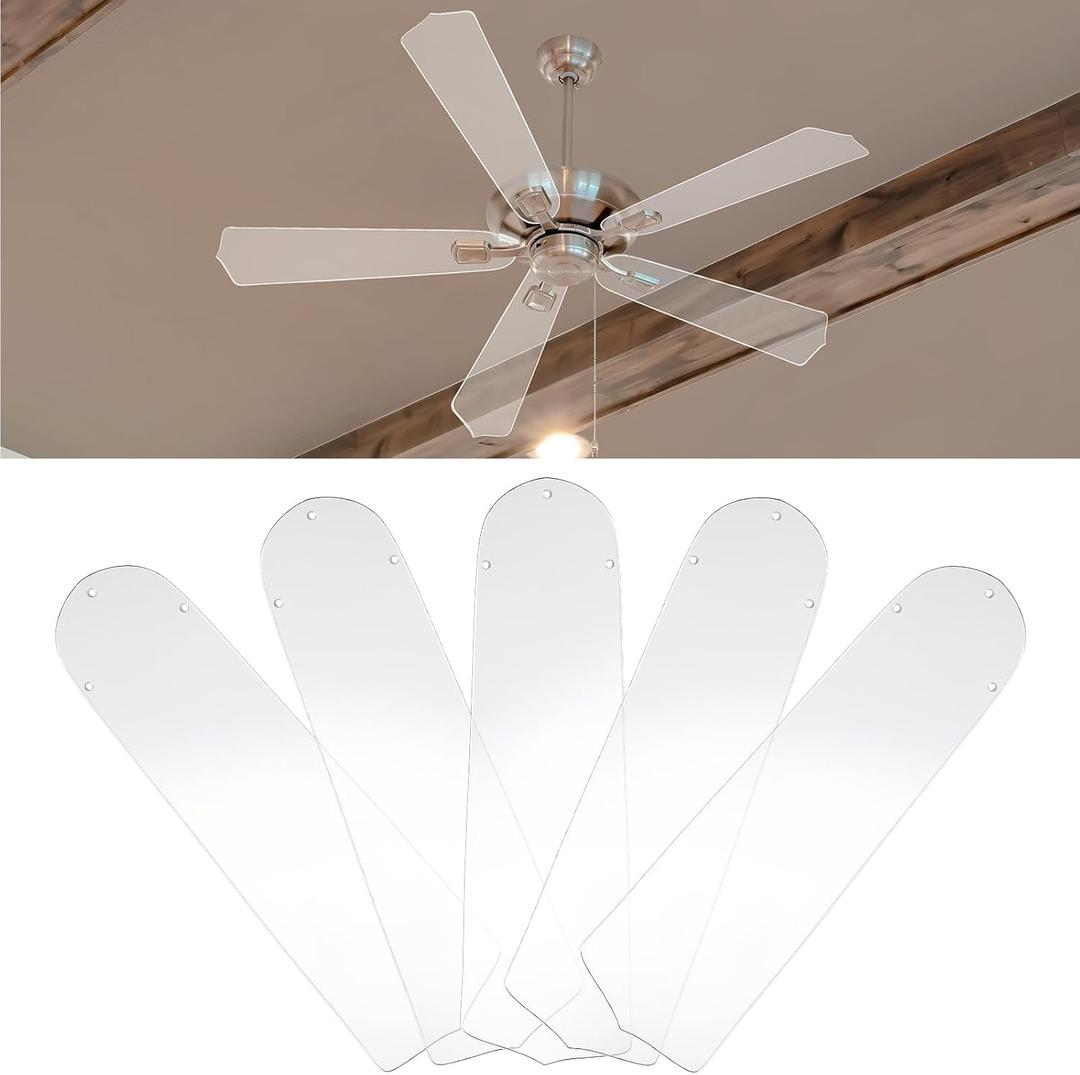 10 Pcs 16-1/2'' Ceiling Fan Blades for 42" Clear Acrylic Ceiling Fan Blades Replacement Universal Substitution for Indoor Outdoor Replacement Use (Pointed Head)