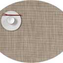 Chilewich Mini Basketweave Placemats - Woven Placemats Set of 4 - Reusable, Stain-Resistant, Indoor/Outdoor Tabletop Protection - Linen - 14" x 19.25" Oval