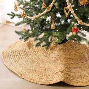 Seenelling 36 Inch Rattan Wicker Christmas Tree Skirt Hyacinthus Woven Natural Rustic Farmhouse Xmas Tree Skirt Decoration for Christmas Home Xmas Holiday Party Decor