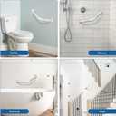 16 Inch Angled Shower Grab Bar White, Munzong 2 Pack Anti Slip Bathroom Grab Bar, Knurled Bathroom Balance Bar,Safety Hand Rail Support Handicap Elderly Injury Senior Assist Bath Handle-1.25 Tube