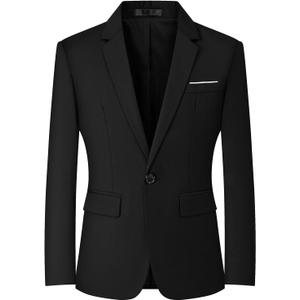 Mylldey Mens Blazers Slim Fit Business Casual Men Suit Sport Coat One Button Travel Blazer Lightweight Suit Jacket (Medium, Black)