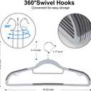 OIKA Hangers 50 Pack, Non-Slip Plastic Hangers, 0.2" Thickness Slim Coat Hangers Heavy Duty,Space-Saving (16.5inch-Grey)