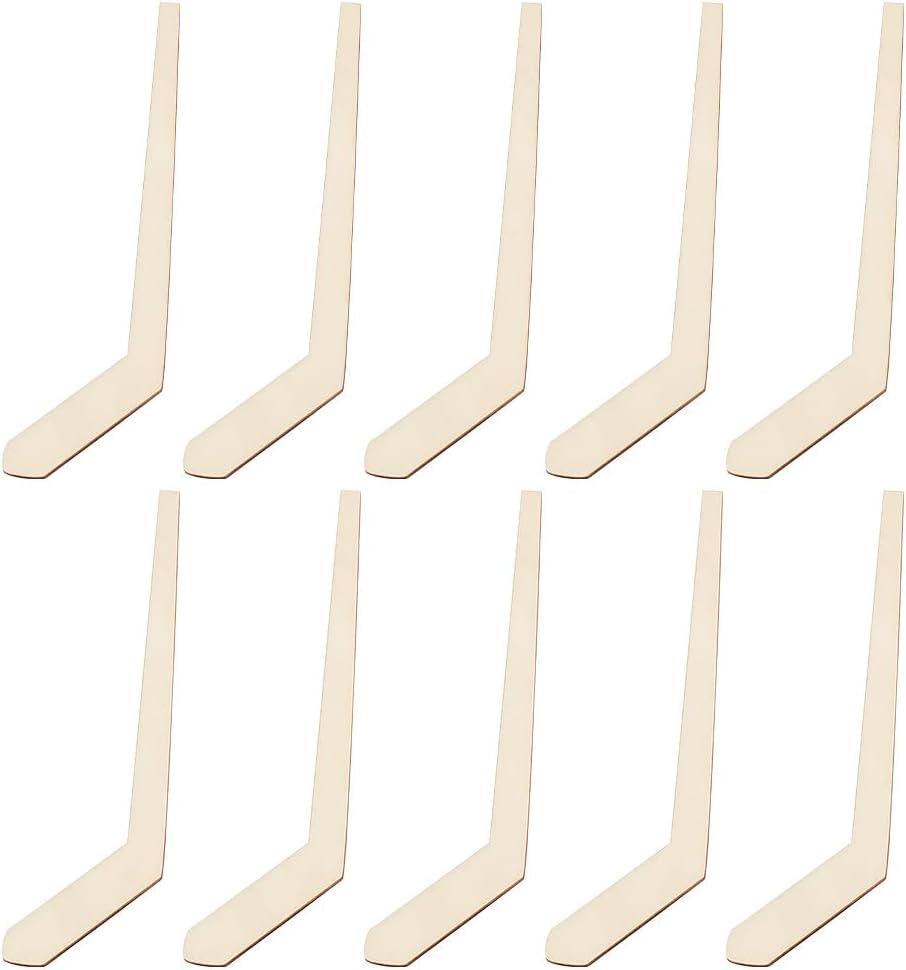 OLYCRAFT 10pcs Unfinished Wood Hockey Stick Blank Wood Slices Hockey Shape Wooden Pieces Unfinished Blank Slices for DIY Project Painting Drawing Home Party Decoration Crafts 5.7x1.7 inch