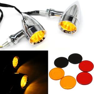 Amber CNC Motorcycle Bullet LED Turn Signal Lights Blinker Indicator Front Rear Tail Light for Harley Honda Yamaha Suzuki
