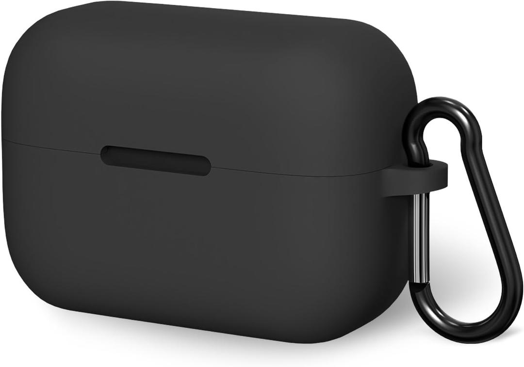 Geekria Silicone Case Cover Compatible with Soundcore by Anker AeroClip True Wireless Earbuds, Protective Earphones Skin Cover with Keychain Hook, Charging Port Accessible (Black)