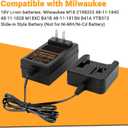 Shentec 18V/1.5A Lithium Charger Compatible with Milwaukee M18 2198323 48-11-1840 48-11-1828 M18XC B41B 48-11-1815N B41A Slide-in Style Battery (Not for Ni-MH/Ni-Cd Battery)