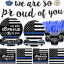 142Pcs Police Academy Graduate Party Supplies We Are So Proud Of You Police Theme Plates and Napkins Congrats Officer Party Decorations for Police Retirement Grad Graduation Promotion Party Serves 24