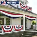 5Pack American Pleated Fan Flag 1.5x3 Ft USA Patriotic Bunting 4th of July Bunting Flags Decor Outside Porch Garden Banner Embroidered Stars & Sewn Stripes Canvas Header Brass Grommets