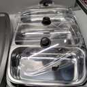 Elite Gourmet EWM-9933 Triple 3 x 2.5 Quart Trays Buffet Server 7.5 Qt Oven Safe Pan Food Warmer, Temperature Control, Clear Slotted Lids, Perfect for Parties, Entertaining & Holidays, Stainless Steel