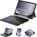Trackpad Keyboard Case for Samsung Galaxy Tab A9 Plus/A9+ 11 Inch 5G 2023 SM-X210/X216/X218, 7-Color Backlit Slim Wireless Detachable Magnetic Keyboard for A9+ Tablet with S Pen Holder Black