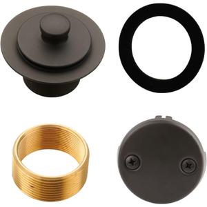 Bronze Tub Drain Lift &Turn Tub Trim Set with Two-Hole Overflow Faceplate Conversion Kit Assembly, Hidrop Bathtub Drain Replacement Trim Kit and Universal Fine/Coarse Thread, Oil Rubbed Bronze