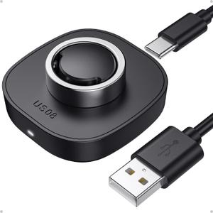 Travel-Friendly Smart Ring Charger, Compatible with Ring Gen3 Charger Size 8, Fast and Safe Charging with USB-C Cable (Black) - Essential for Smart Ring Users