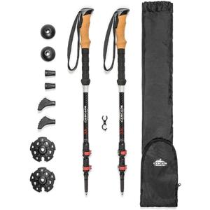 Cascade Mountain Tech Trekking Poles - Carbon Fiber Walking or Hiking Sticks with Quick Adjustable Locks