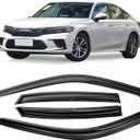 Smoke Tinted Tape-On Side Window Visor Deflectors Rain Guards Designed for Honda Civic Sedan 2022 2023 LX EX SI HPT Sport Touring4pcs