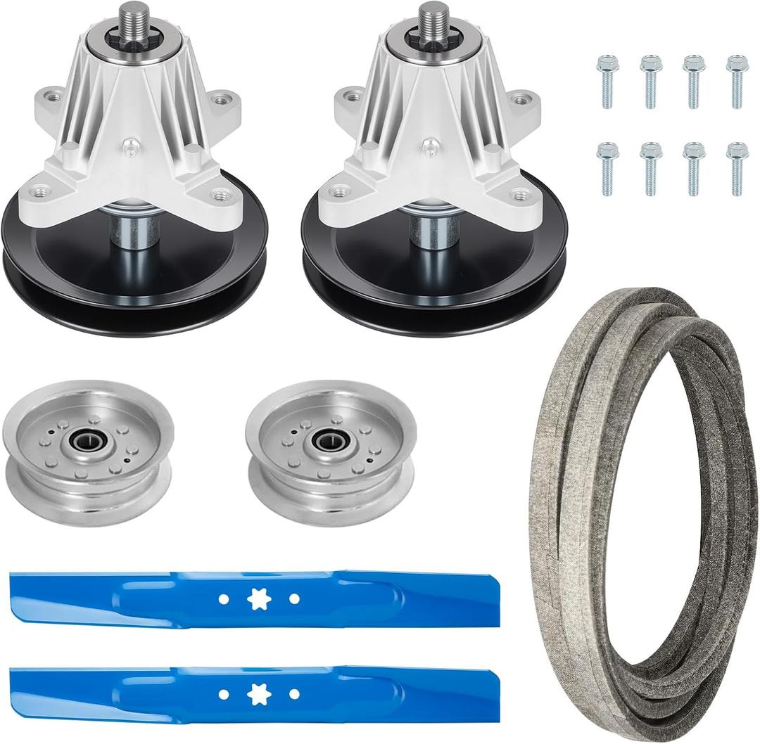 42” Deck 618-06976 Rebuild Kit Fit for Cub Cadet XT1-LT42 XT2-LX42 KH XT2-LX42 KW Craftsman T8000, Includes 2 Spindles 918-06976, 2 Idlers GY22082 756-05034, 2 Blades 742-04308, 100" Belt 754-05021