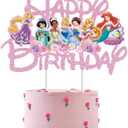 Glitter Princess Cake Topper, Cute Happy Birthday Cake Topper, Birthday Party Supplies, Princess Themed Party Decorations for Girls