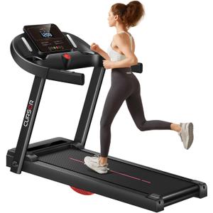 CURSOR FITNESS Home Folding Treadmill with Pulse Sensor, 2.5 HP Quiet Brushless, 7.5 MPH, 265 LBS Capacity (Black)
