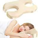 MABOZOO Memory Foam Side Sleep Beauty Pillow, Satin Pillow for Neck Pain Relief, Silk Cushion for Side Sleepers, Butterfly Shape Wrinkle Prevention Pad for Protect Your Hair and Skin2.4in, Champagne (21.5*11*2.4)