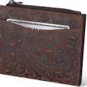 Oak Leathers Leather Wallet For Women - Small RFID Coin Purse Credit Card & ID Holder for Ladies, Gift for Women's, Bifold Wallets (Crazy Horse Brown Flower)