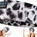 MUSICOZY Sleep Headphones Bluetooth 5.4 Headband, Wireless Earphones Music Sleep Earbuds Sleeping Eye Mask with HD Stereo Speakers for Workout Running Travel Yoga, Ideal Gifts for Women Men (Beige Leopard)