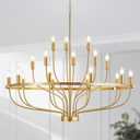 39.4" Modern Gold Chandelier Vintage 18-Lights Mid Century Modern Candle Style Chandeliers Light Fixture Large Rustic Golden Chandelier for Dining Room, Kitchen Island, Living Room, E12, 39.4in